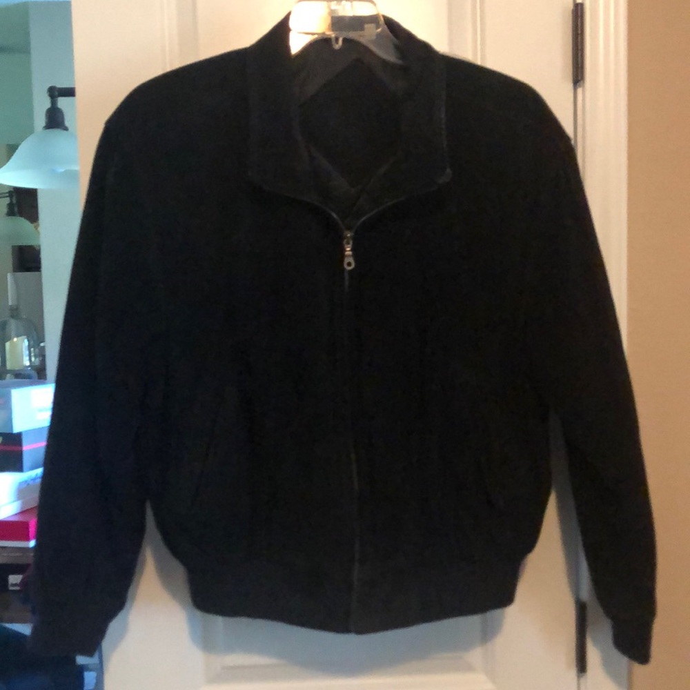 Black Suede Bomber vintage Jacket